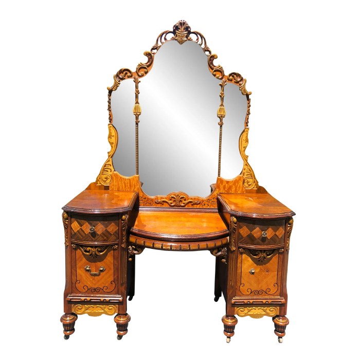 Antique Victorian Heavily Carved Burl Walnut Ladies Makeup Vanity w ...