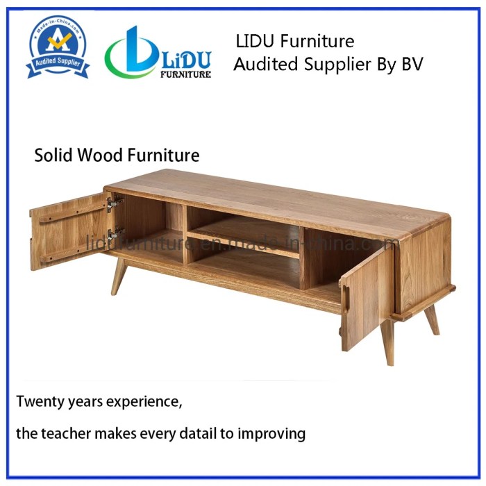 Solid wood classic TV stand furniture with cabinets