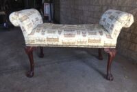 Classic Rococo Style Upholstered Bench - Juliettes Interiors Upholstered classic bench furniture with button details