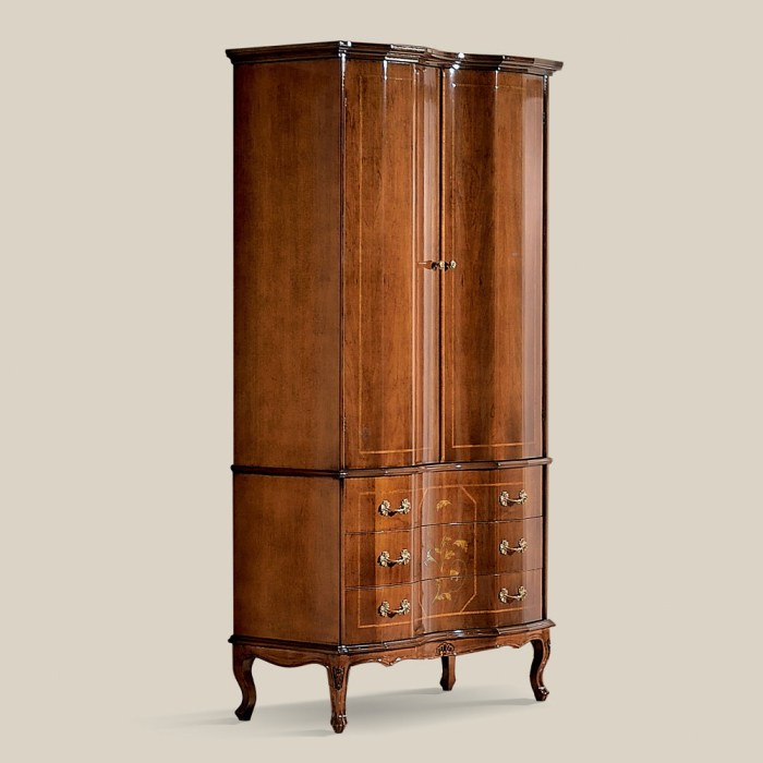 Classic Style Wooden Wardrobe with 2 Doors and 3 Drawers