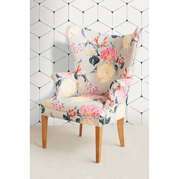 A graceful wing chair in search of a cozy corner, our hand-upholstered ... Floral print classic accent chair furniture
