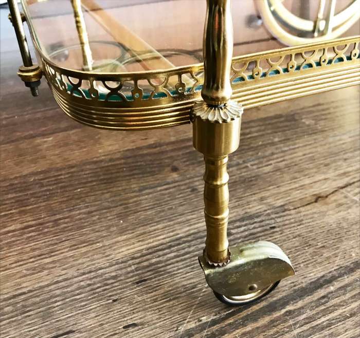 Mid-Century Modern Rolling Tubular Brass and Glass Bar Cart, Tea ...